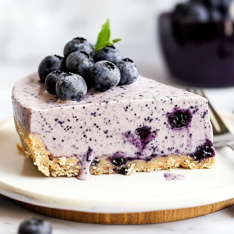 No Bake Frozen Blueberry Pie