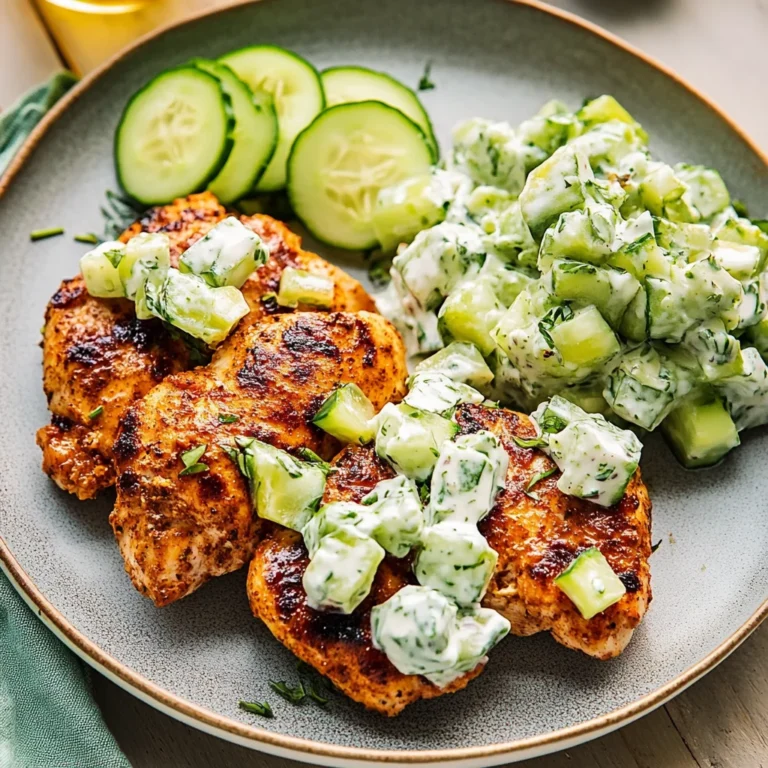 Spicy Mediterranean Chicken with Creamy Cucumber Salad