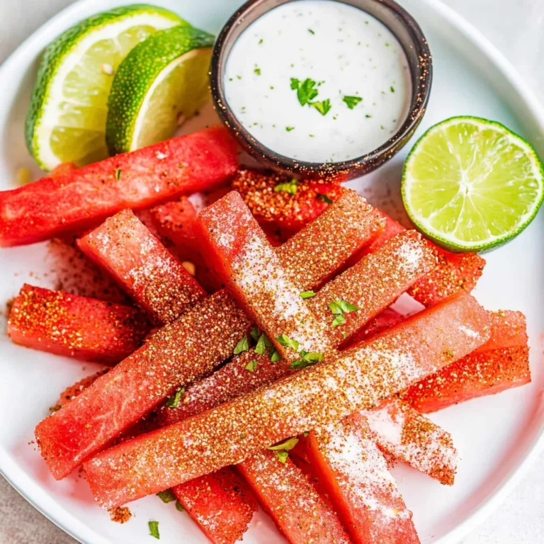 Spicy Watermelon Fries with Coconut Lime Dipping Sauce