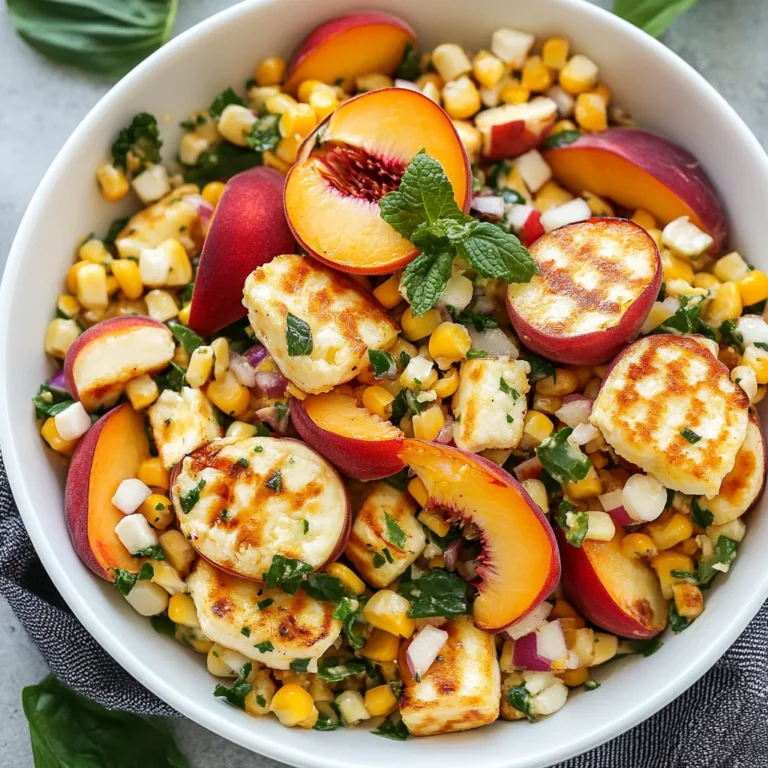 Summer Peach Corn & Halloumi Salad