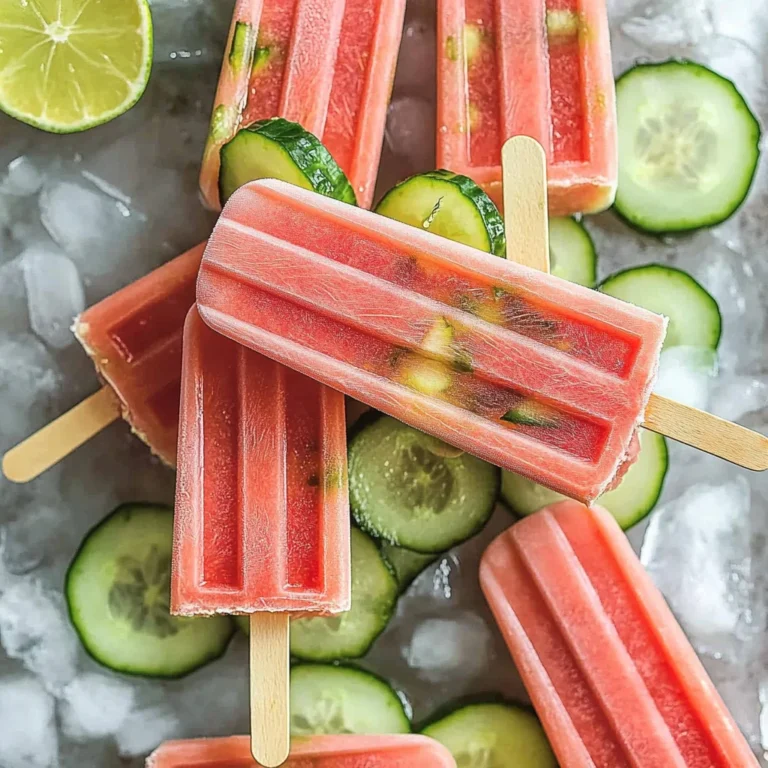 Watermelon Popsicles with Cucumber and Lime