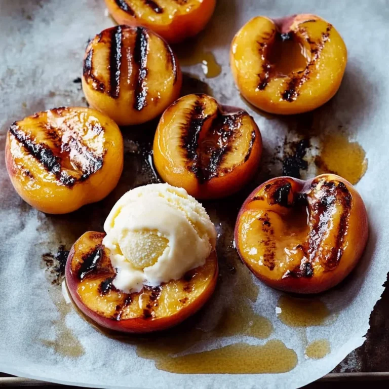 Grilled Peaches with Vanilla Ice Cream