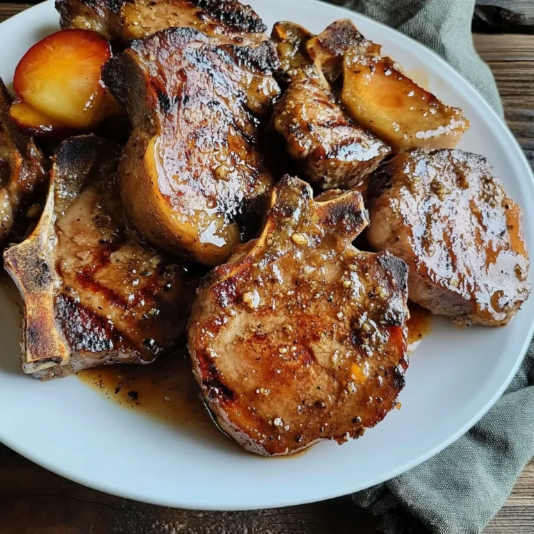 Juicy Grilled beef Chops with Spicy Peach Glaze
