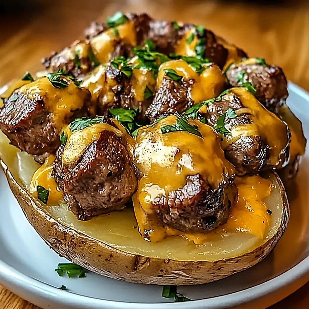 Loaded Baked Potatoes with Steak Bites