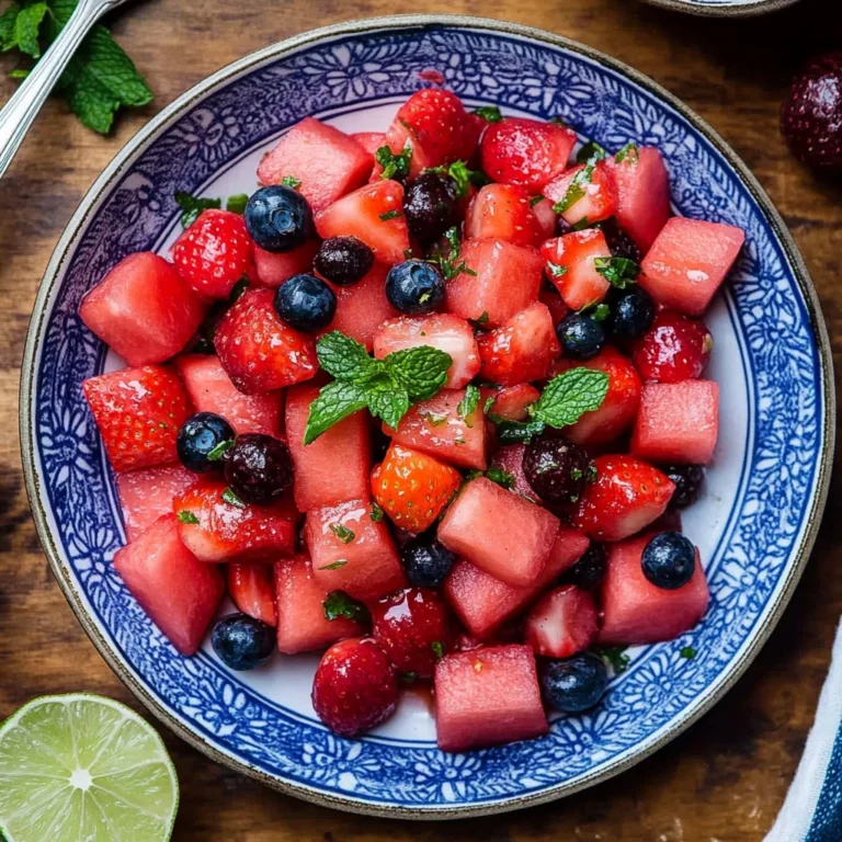 Watermelon Fruit Salad with Lime Mint Dressing