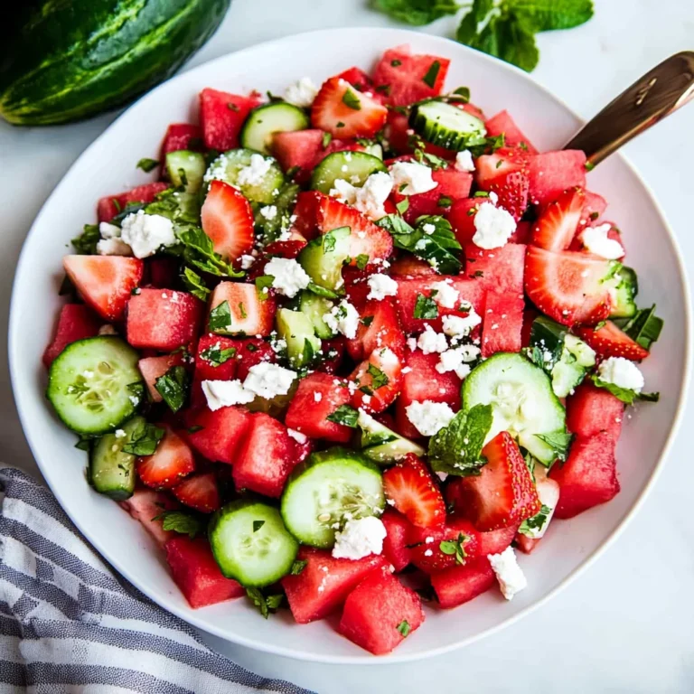 Watermelon Strawberry Cucumber Salad