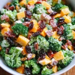 Broccoli Turkey Bacon Salad with Raisins and Cheddar Cheese