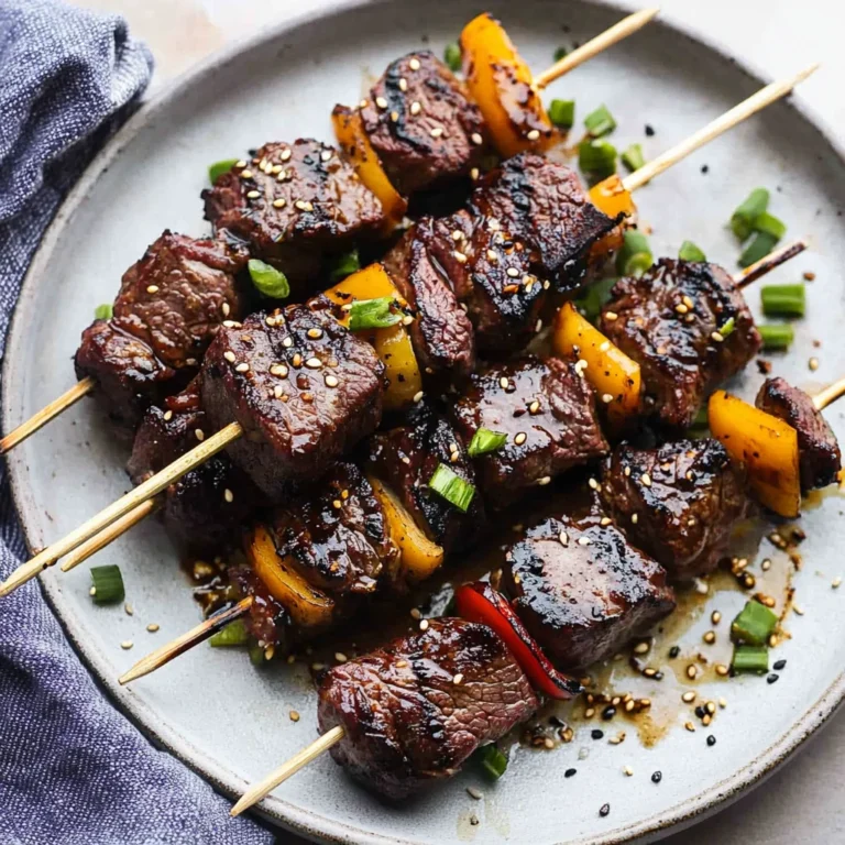 Grilled Asian Garlic Steak Skewers
