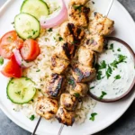 Grilled Chicken Kabobs with Cucumber Yogurt Sauce