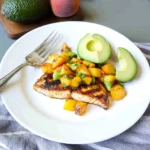 Grilled Mahi Mahi with Grilled Avocado Peach Salsa