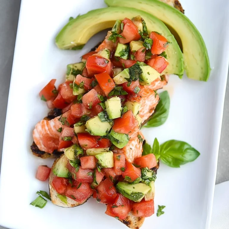 Grilled Salmon Bruschetta with Avocado