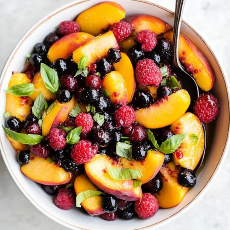 Honey Lime Basil Peach Fruit Salad