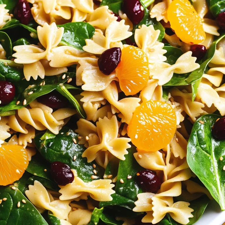 Mandarin Pasta Spinach Salad with Teriyaki Dressing