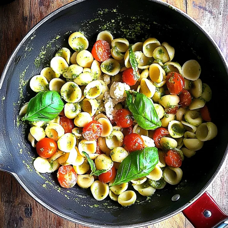 Orecchiette with Cherry Tomatoes, Mozzarella & Basil Pesto