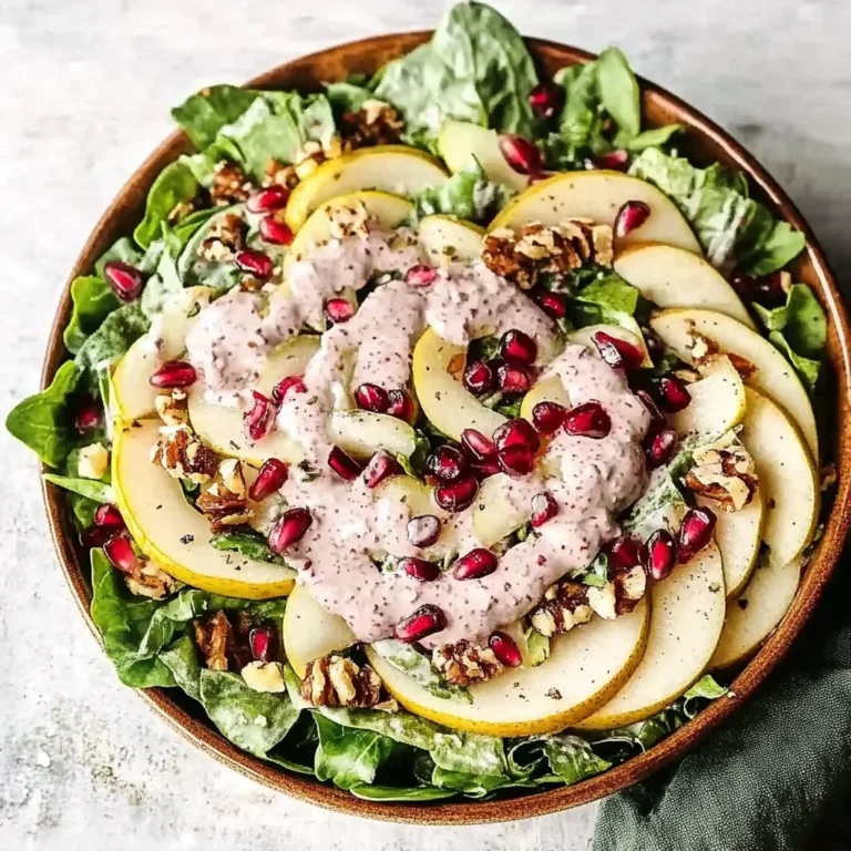 Pear Salad with Creamy Pomegranate Dressing