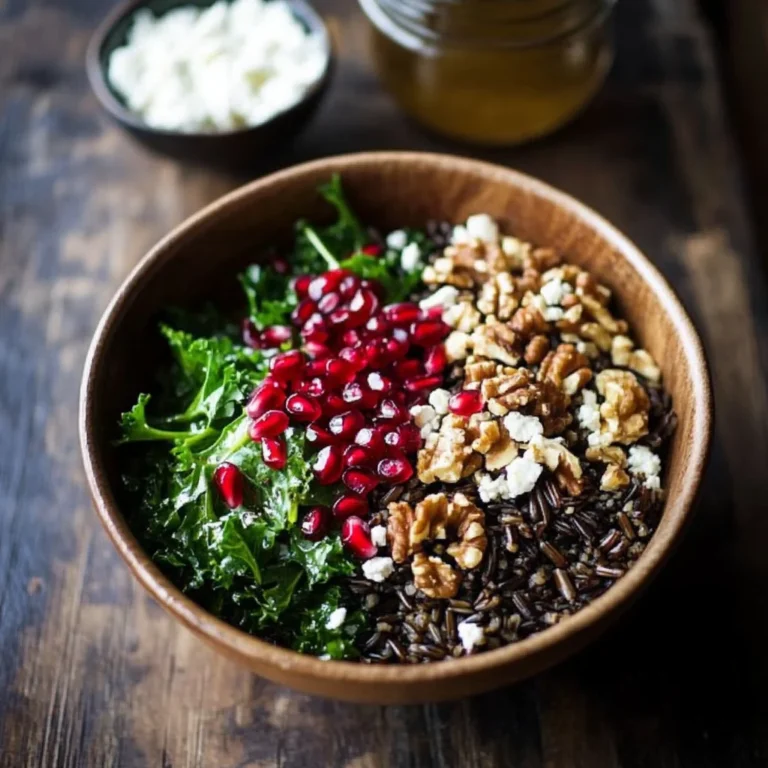 Pomegranate, Kale, and Wild Rice Salad with Walnuts and Feta