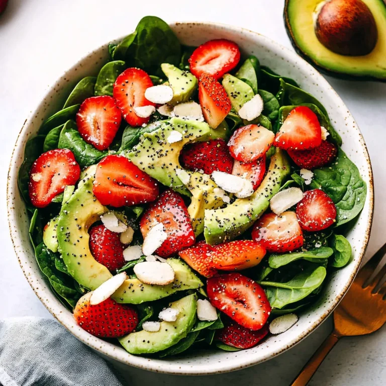 Strawberry Avocado Spinach Salad with Poppyseed Dressing