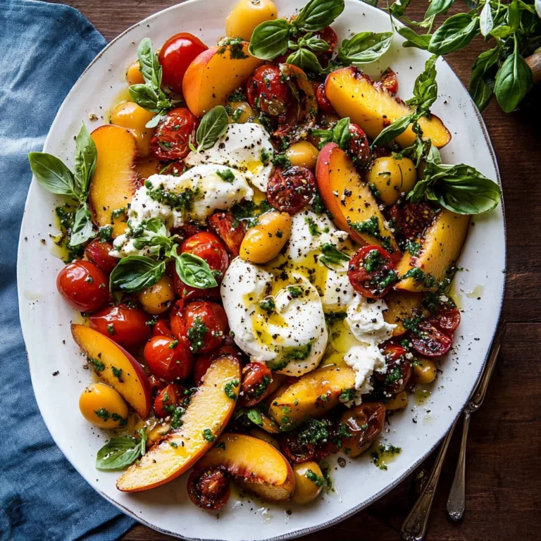 Tomato, Peach, and Burrata Salad