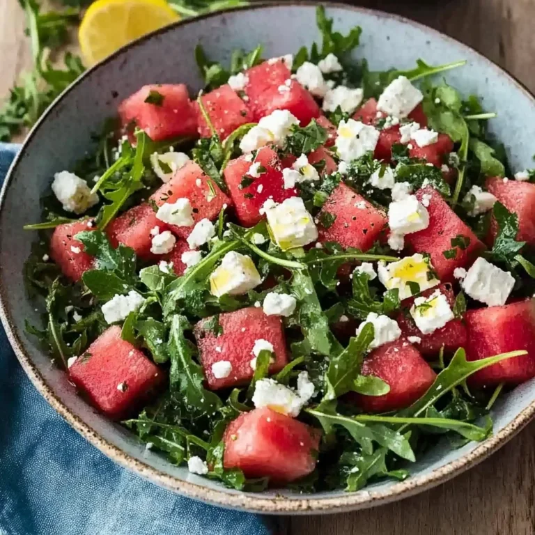 Watermelon Salad with Arugula, Feta, & Fresh Herbs