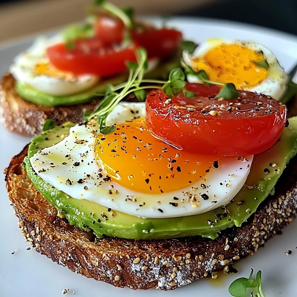 Avocado Tomato Cottage Toasts with Jammy Eggs