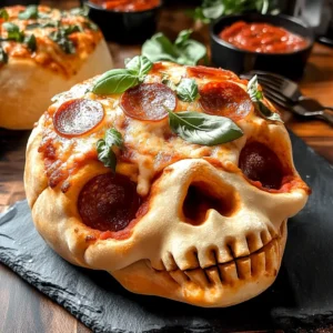 Cheesy Halloween Pizza Skulls