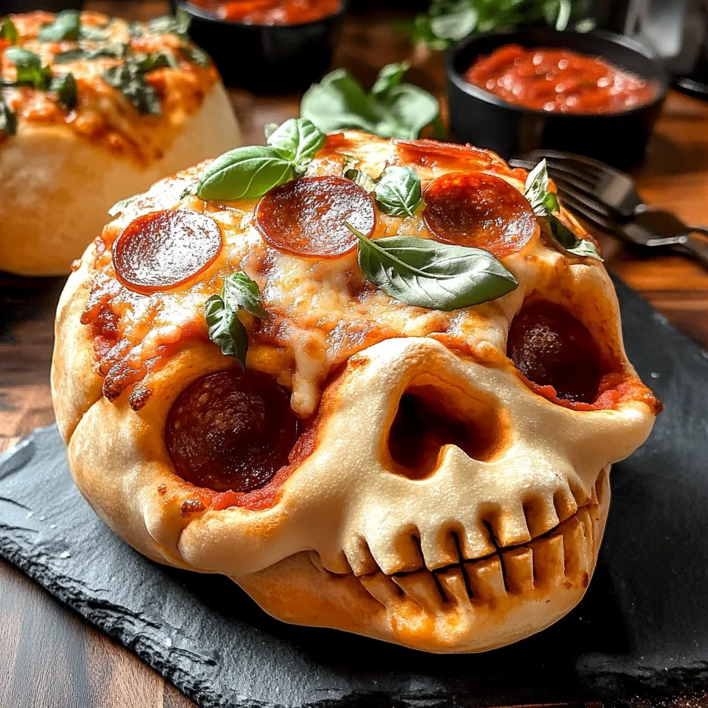 Cheesy Halloween Pizza Skulls