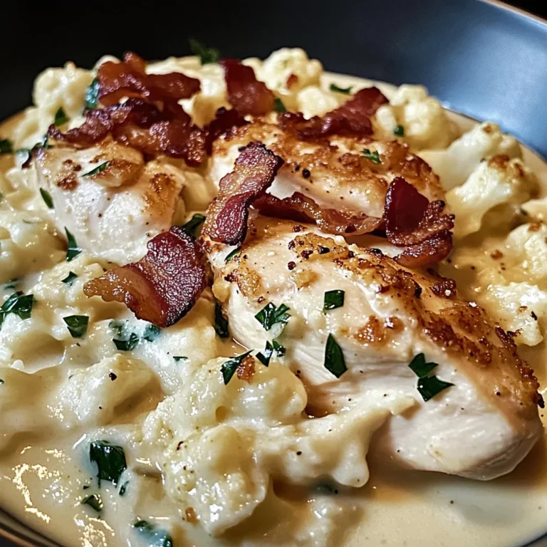 Creamy Cauliflower Alfredo with Chicken and Bacon