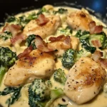 Creamy Chicken Alfredo with Bacon, Spinach & Broccoli