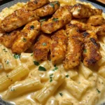 Creamy Rigatoni Alfredo with Cajun Chicken Strips