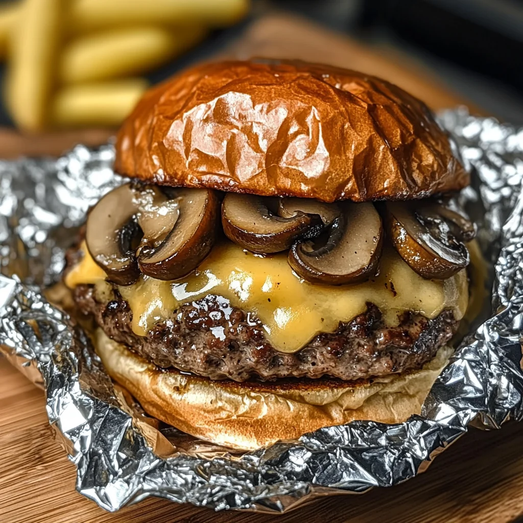 Mushroom and Swiss Burger Foil Packets