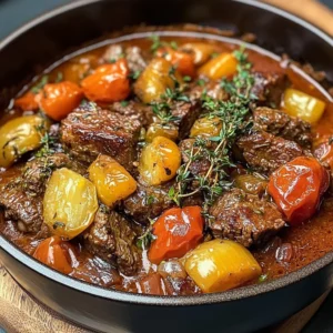 Slow-Baked Beef Casserole with Herbs and Tomatoes
