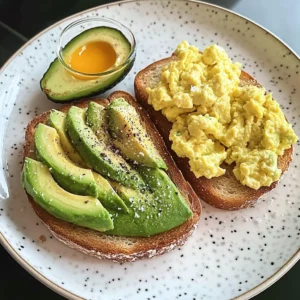 Avocado Toast & Fluffy Scramble with Iced Matcha