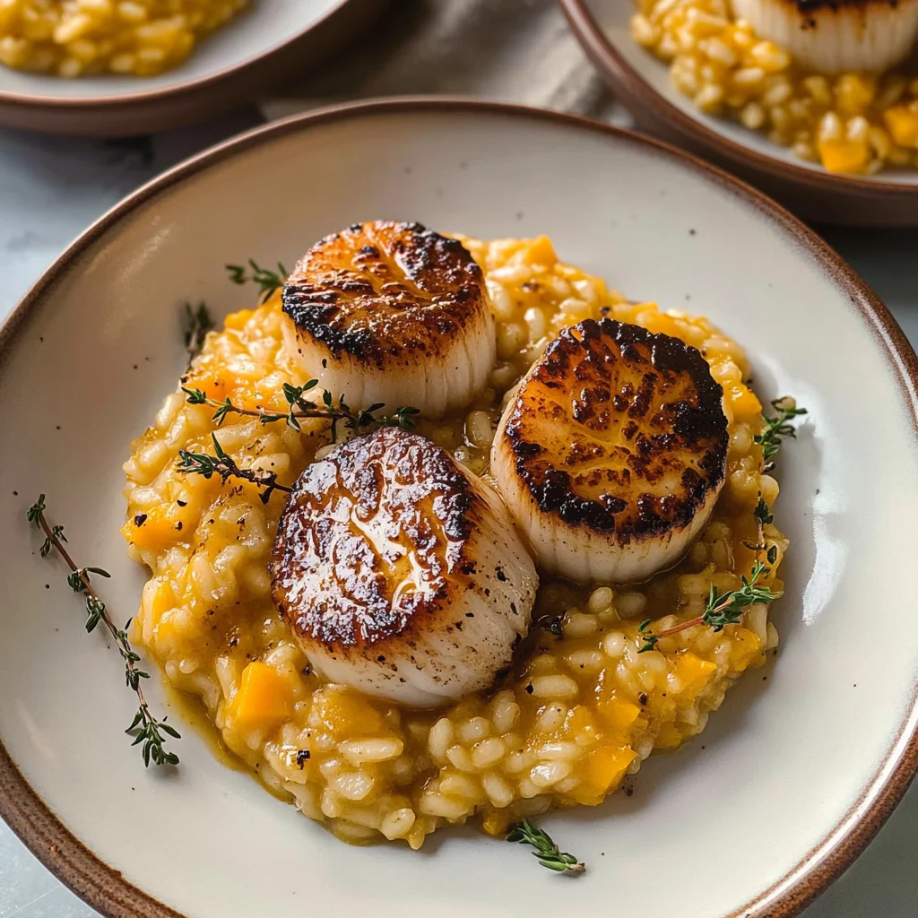 Brown Butter Scallops with Butternut Squash Risotto