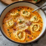 Cheesy Tomato Tortellini Soup - Alrightwithme
