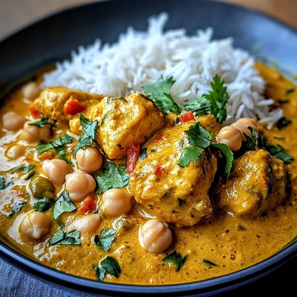 Coconut Chicken & Chickpea Curry with Garlic Naan