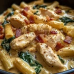 Creamy Chicken Pasta with Spinach and Bacon