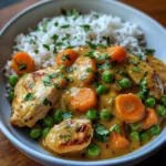 Creamy Chicken with Peas & Carrots over Rice