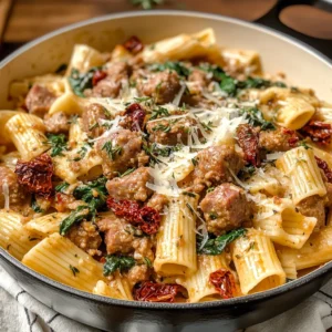 Creamy Italian Sausage Sun Dried Tomato Pasta