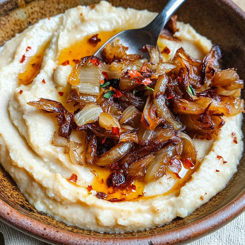 Fasole Batuta: Romanian White Bean Spread with Garlic & Caramelized Onion