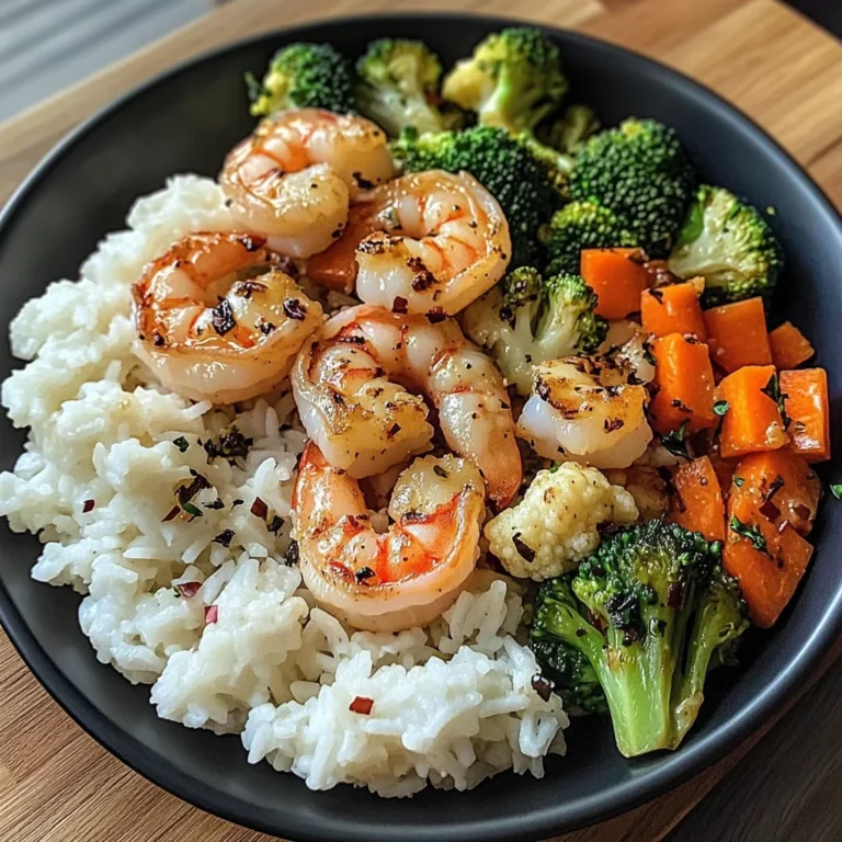 Garlic Butter Shrimp with Steamed Rice & Mixed Vegetables