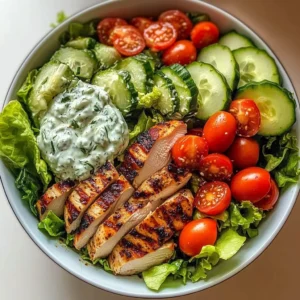 Greek Chicken Salad Bowl with Tzatziki