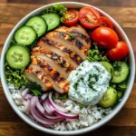Grilled Chicken & Rice Veggie Bowl with Herb Yogurt
