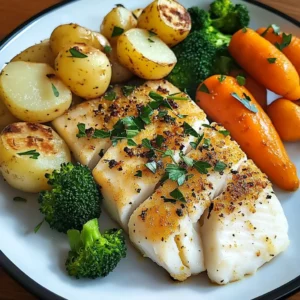 Herb-Crusted Fish with Steamed Veggies & Boiled Potatoes