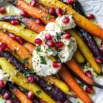 Honey Roasted Rainbow Carrots with Burrata and Pomegranate