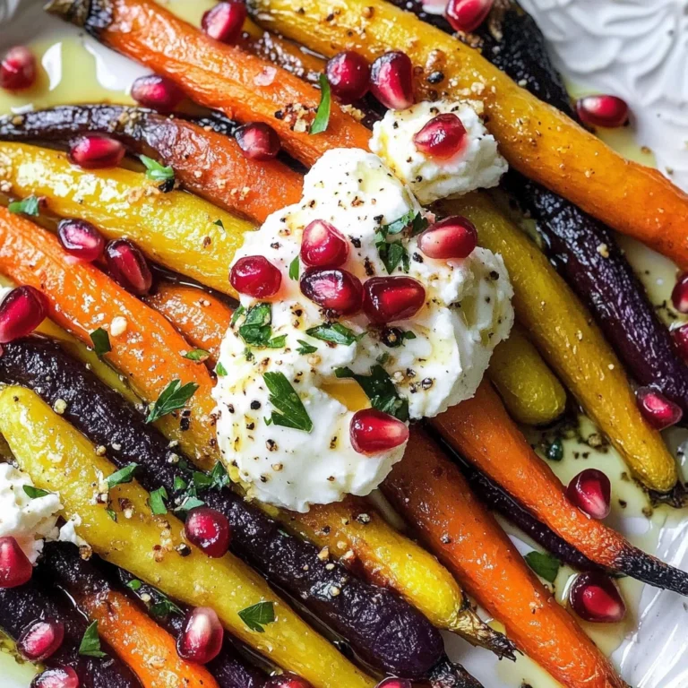 Honey Roasted Rainbow Carrots with Burrata and Pomegranate