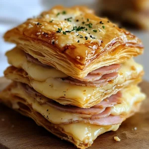 How to Make Crispy chicken ham & Cheese Puff Pastry Stacks