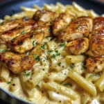 Seared Garlic Chicken Penne in Mozzarella Cajun Sauce