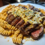 Spicy Garlic Butter Steak with Melted Mozzarella Rotini