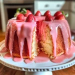 Strawberry Buttermilk Pound Cake with Pink Glaze