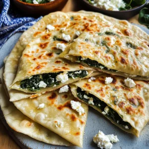 Turkish Gözleme (Spinach and Feta Stuffed Flatbread)